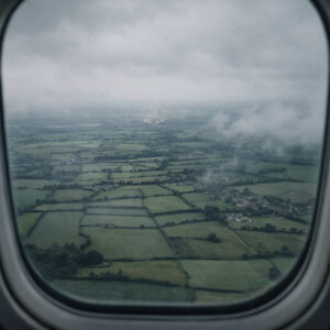 view from plane window on landing approach - fear of landing